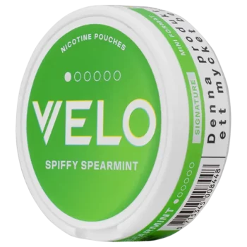 VELO Spiffy Spearmint Mini All White Portion Snus Dosa Profil Höger