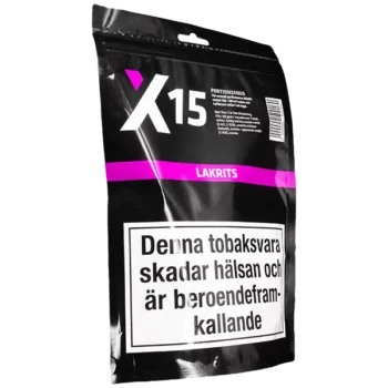 X-15 Lakrits Portionssnus Förpackning Påse Påssnus