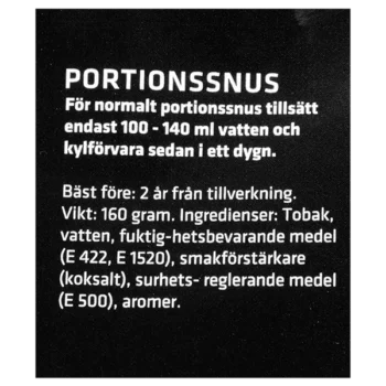 X-15 Portionssnus Innehåll Innehållsförteckning Innehållsdeklaration Instruktioner Manual