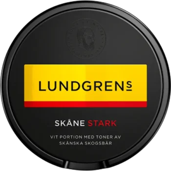 Lundgrens Skåne Stark White Portion med smak av skånska skogsbär, lakrits och salmiak. Köp snuset fraktfritt från Snusfabriken.com