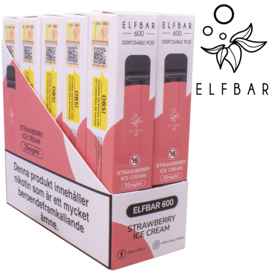 Elf Bar 600 Strawberry Ice Cream 20 mg E-Cigarett