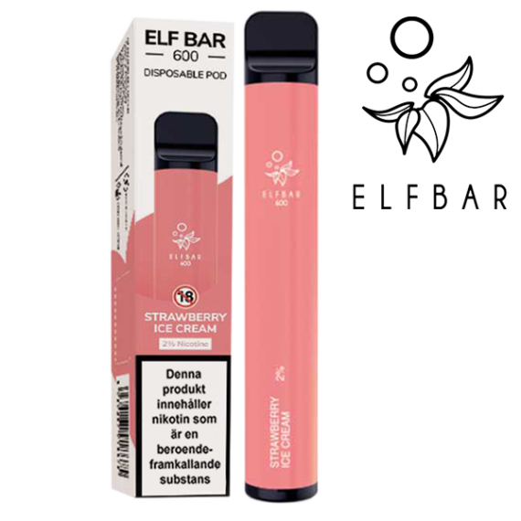 Elf Bar 600 Strawberry Ice Cream 20 mg Engångsvape