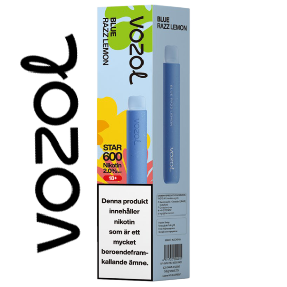 VOZOL Star 600 Blue Razz Lemon 20 mg e-cigarett.