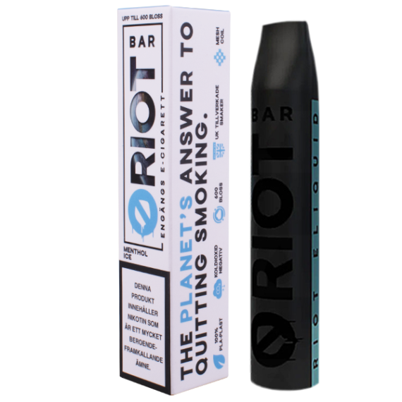 Riot Bar Menthol Ice 20 mg - förpackning och enhet