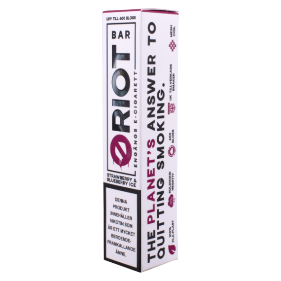 Riot Bar Strawberry Blueberry Ice 20 mg - förpackning sidan