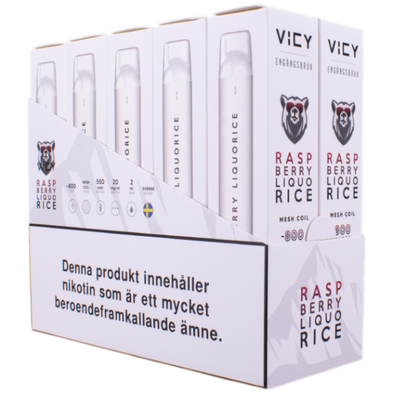 VICY Raspberry Liquorice 20 mg Vapeförpackning med 10 stycken i