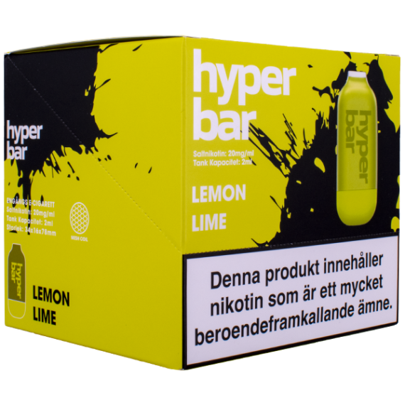 Ett tiopack av Hyper Bar Lemon Lime är gjord av tjockt papper