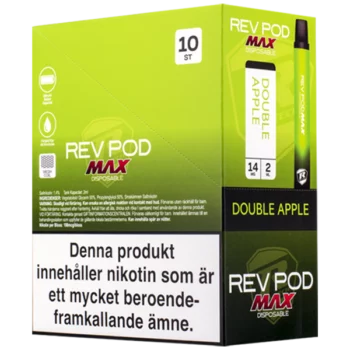 Rev Pod MAX Double Apple 14 mg Engångscigarett i 10 pack