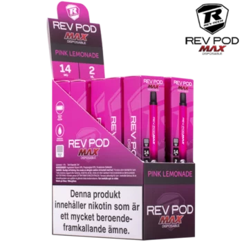 Rev Pod MAX Pink Lemonade 14 mg 10-pack display