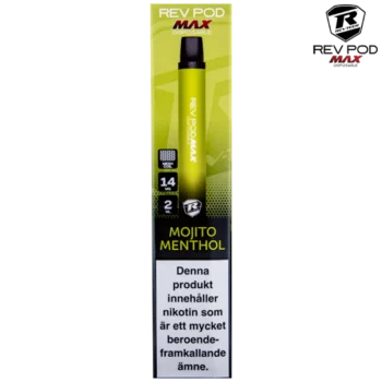 Rev Pod MAX Mojito Menthol 14 mg Vapeenheten och förpackning