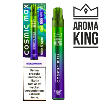 Aroma King Cosmic Max Blackcurrant Mint 20 mg engångsvape i förpackning