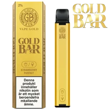 Gold Bar Mesh Strawberry Parfait 20 mg engångsvape i förpackning