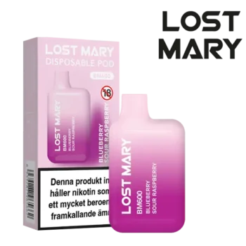 Lost Mary Blueberry Sour Raspberry 20 mg Engångsvape i förpackning