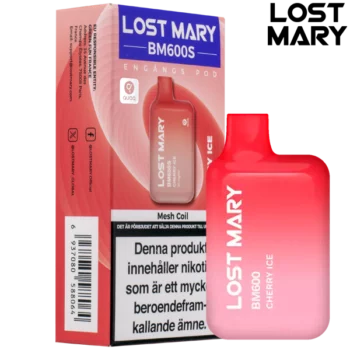 Lost Mary BM600S Cherry Ice 20 mg Engångsvape i förpackning