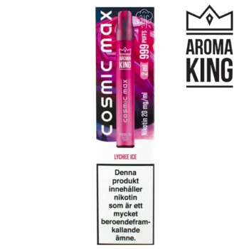 Aroma King Cosmic Max Lychee Ice 20 mg rosa vapeförpackning