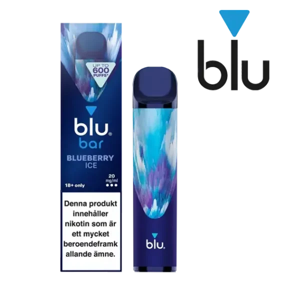 Blu Bar Blueberry Ice 20 mg engångsvape i förpackning