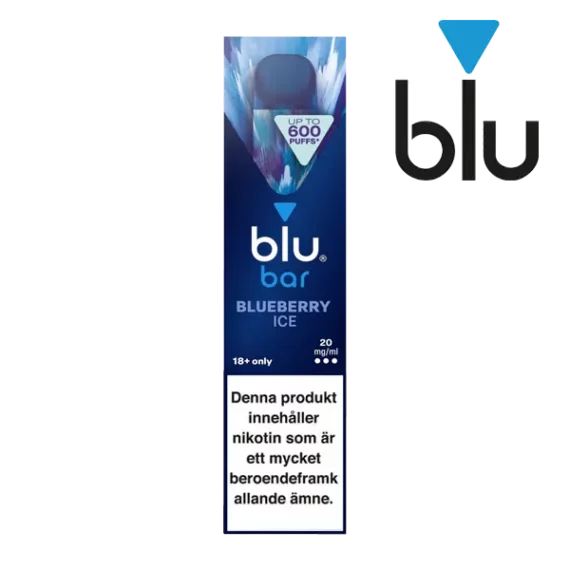 Blu Bar Blueberry Ice 20 mg blå vapeförpackning