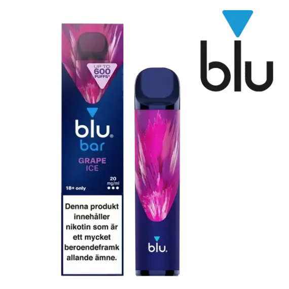 Blu Bar Grape Ice 20 mg engångsvape i förpackning