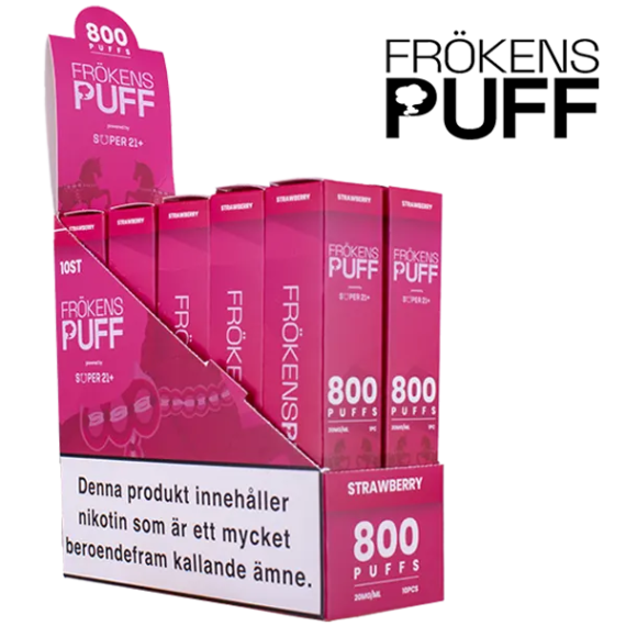 Frökens Puff 800 Strawberry 20 mg säljs i 10 pack