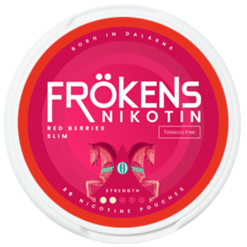 Frökens Nikotin Red Berries Slim Portion framsidan på locket