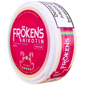 Frökens Nikotin Tropical Storm Slim Portion - Framsidan från sidan