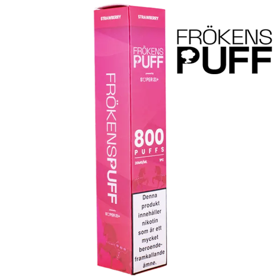 Frökens Puff 800 Strawberry 20 mg rosa vapeförpackning