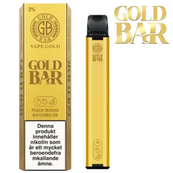 Gold Bar Mesh Peach Mango Watermelon 20 mg engångsvape i förpackning