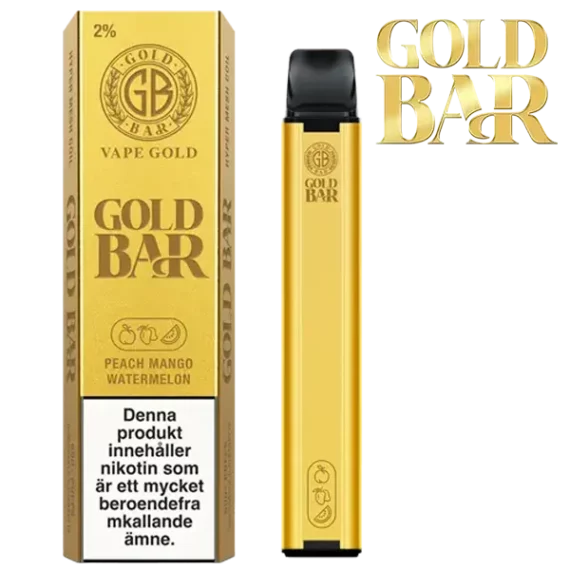 Gold Bar Mesh Peach Mango Watermelon 20 mg engångsvape i förpackning