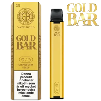 Gold Bar Mesh Strawberry Peach 20 mg engångsvape i förpackning