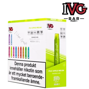 IVG BAR PLUS+ Fuji Apple Melon 20 mg Japanska Äpple Engångsvape Vape E-cigarett Nikotin