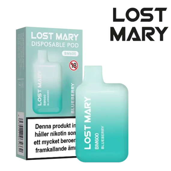 Lost Mary Blueberry 20 mg Engångsvape i förpackning