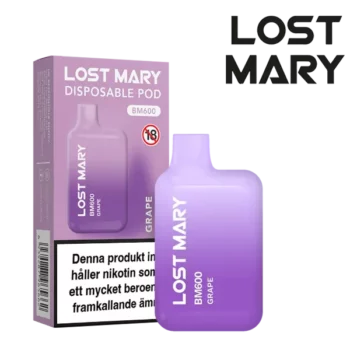 Lost Mary Grape 20 mg Engångsvape i förpackning