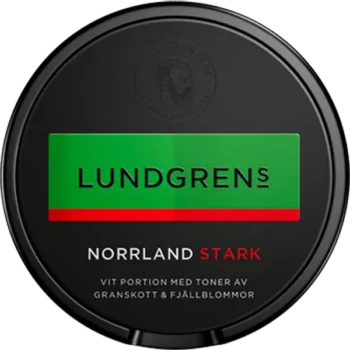 Lundgrens Norrland Stark White Portion är smaksatt med granskott och fjällblommor. Köp fraktfritt från Snusfabriken.com