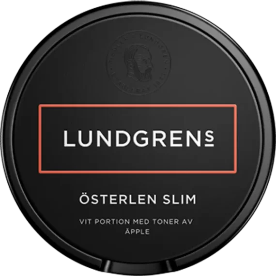 Lundgrens Österlen Slim Portion är ett portionssnus från Fiedler & Lundgren. Dosan och etiketterna är svarta med vit text och orange dekorlinjer. Köp fraktfritt från Snusfabriken.com