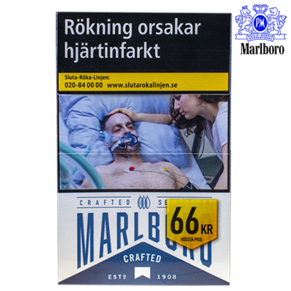 Marlboro Crafted Blue Cigaretter varningstext