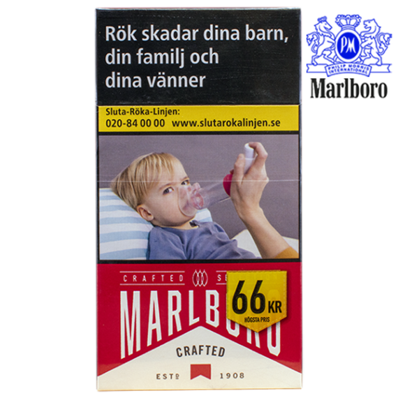 Marlboro Crafted Red 100´s Cigaretter varningstext