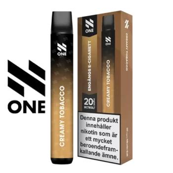 N ONE Creamy Tobacco 20 mg engångsvape i förpackning