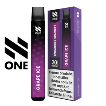 N ONE Grape Ice 20 mg engångsvape i förpackning