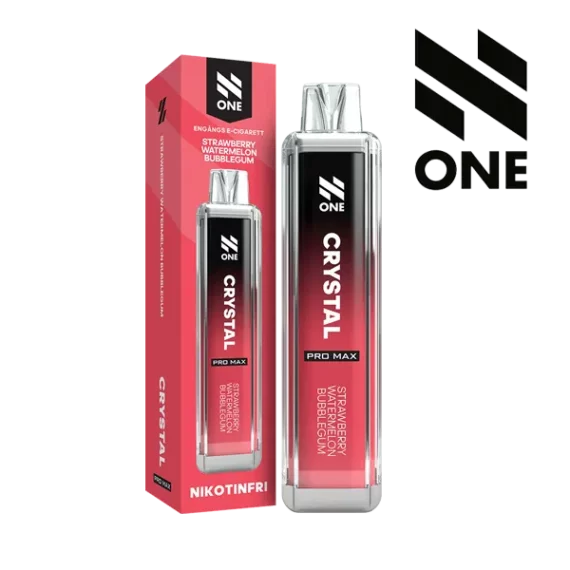 N ONE Crystal Zero Mesh Strawberry Watermelon Bubblegum 0 mg engångsvape i förpackning