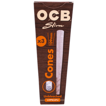 OCB Virgin Slim Cones förpackning med 3 stycken cones.