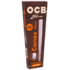 OCB Virgin Slim Cones förpackning med 3 stycken cones. sedd snett framifrån