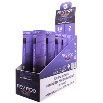 Rev Pod MAX Blackcurrant Menthol 14 mg Engångscigaretter i 10 pack