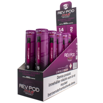 Rev Pod MAX Blueberry Cherry Cranberry 14 mg Engångscigaretter i 10 pack