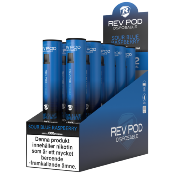 REV POD Sour Blue Raspberry 10 mg - 10 pack.