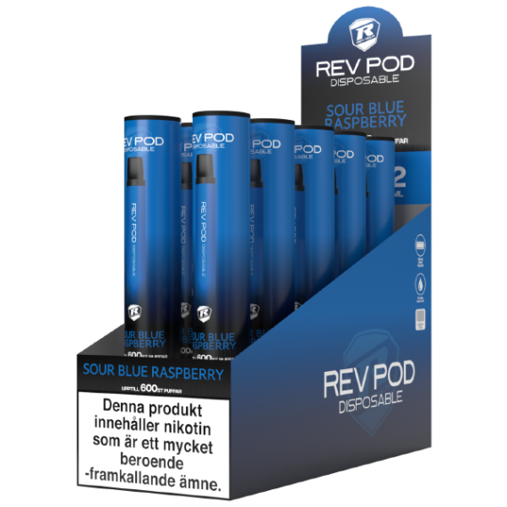 REV POD Sour Blue Raspberry 10 mg - 10 pack.