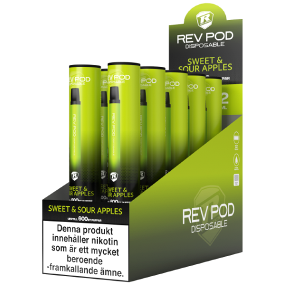 REV POD Sweet & Sour Apples 10 mg - 10 pack.