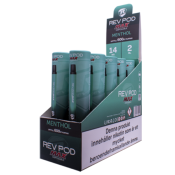 Rev Pod MAX Menthol 14 mg Engångscigarett i 10 pack