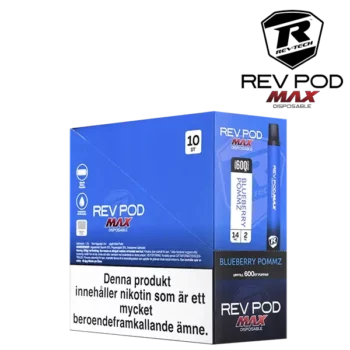 Rev Pod MAX Blueberry Pommz 14 mg Engångscigaretter i 10 pack