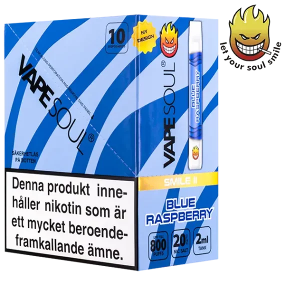 VAPESOUL Smile II Blue Raspberry 20 mg Låda Box