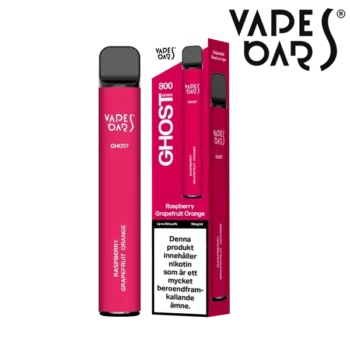 Ghost 800 Raspberry Grape Fruit 18 mg engångsvape i förpackning